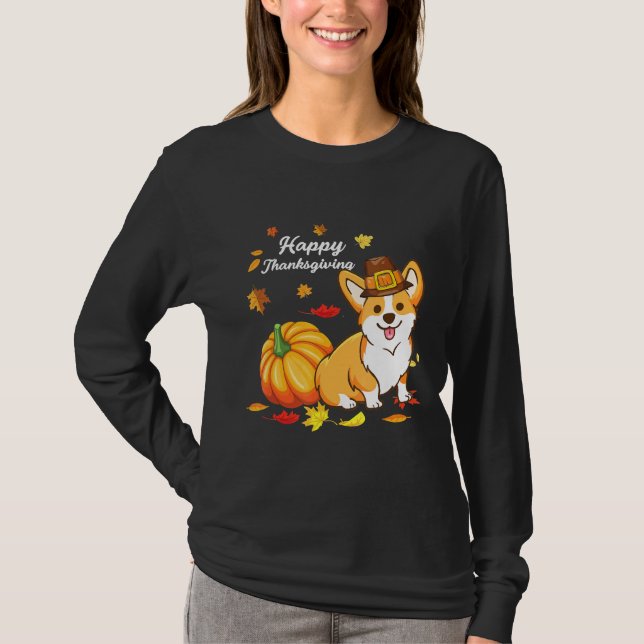 T-shirt Corgi Thanksgiving Pour Chien 550 (Devant)