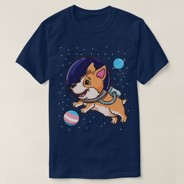 T-shirt Corgi transgenre dans l'espace Trans Pride1333 (Design devant)