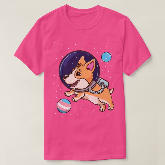 T-shirt Corgi transgenre dans l'espace Trans Pride1335 (Design devant)