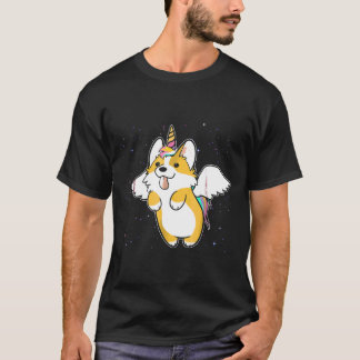T-shirt Corgi Unicorn Fly In Galaxy