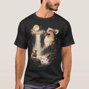 T-shirt Corgi Vintage 90S Hurle À La Lune Drôle Corgi