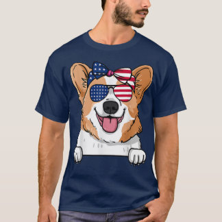 T-shirt Corgi vintage Avec Lunettes De Soleil Et Pat Drape
