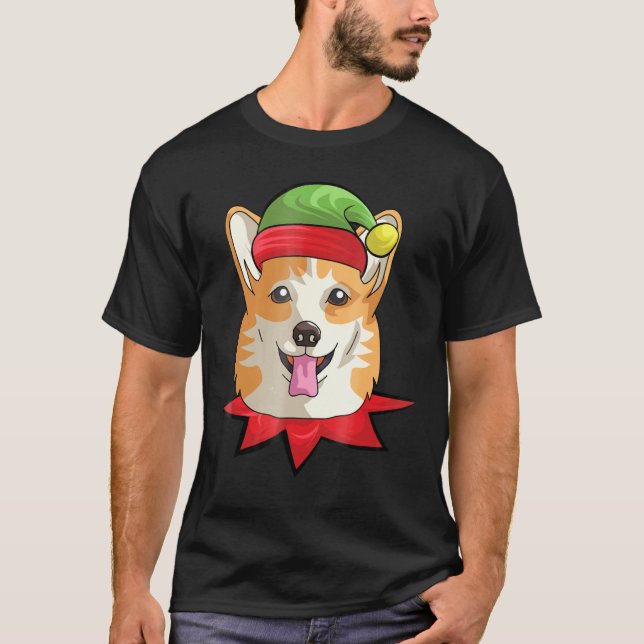 T-shirt Corgi Welsh Chien Elf Christmas Gif (Devant)