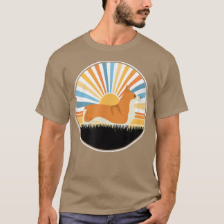 T-shirt Corgidog Maman Chien Papa Retro Sunset Pet -667