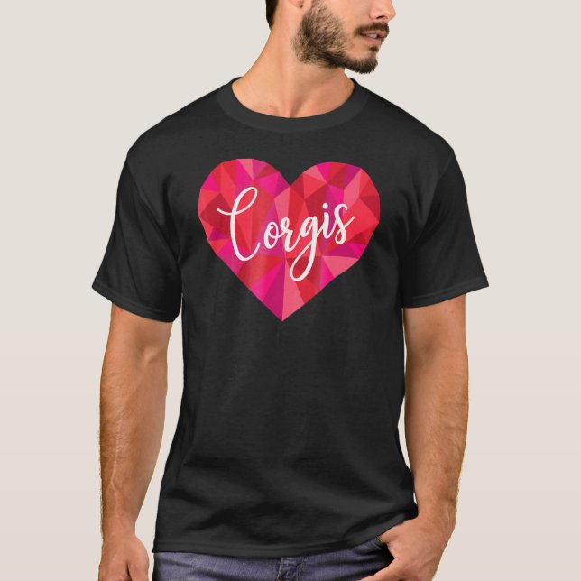 T-shirt Corgis entendent Low Poly Géométrique (Devant)