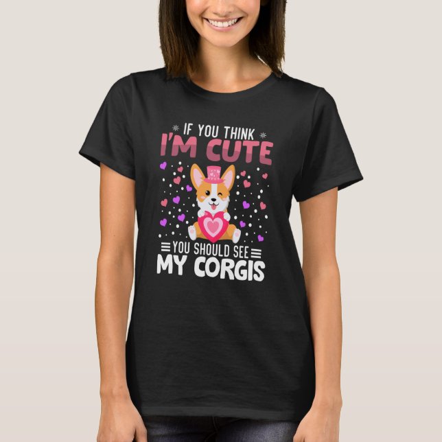 T-shirt Corgis Heart Valentine's Day Animal For Womens Kid (Devant)