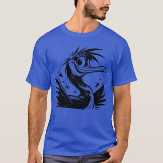 T-shirt Cormorant Bird Avec Gros Yeux Crayon Croquis garço