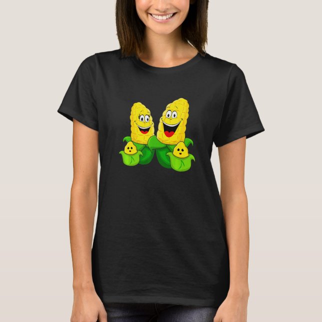 T-shirt Corn Family Vegetable Vegetarian Vegan Farming   (Devant)