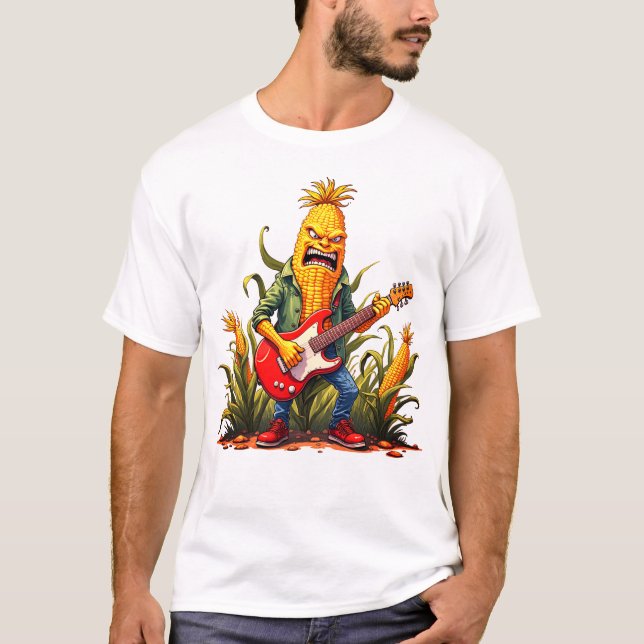 T-shirt Corn Rockstar Jouant de la Guitare (Devant)