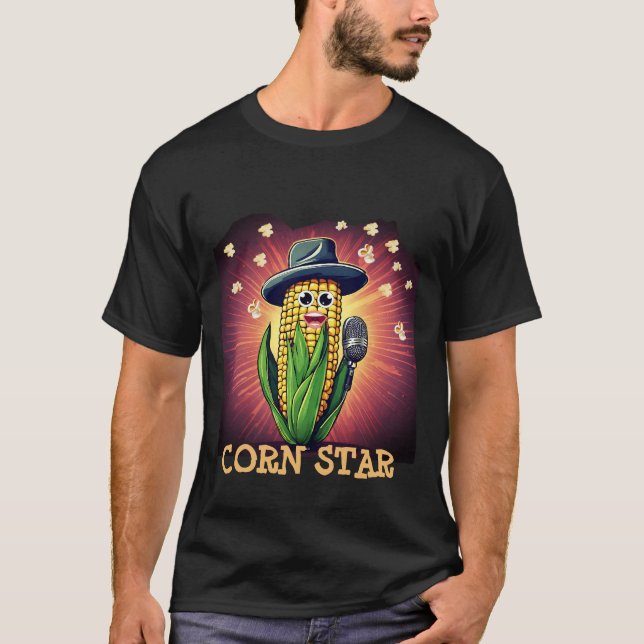 T-shirt Corn star drôle de nourriture pun musique végétali (Devant)
