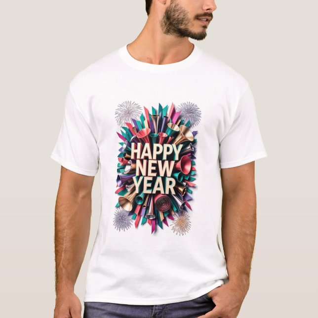 T-Shirt Corne de Brume du Nouvel An, Explosion de  (Devant)