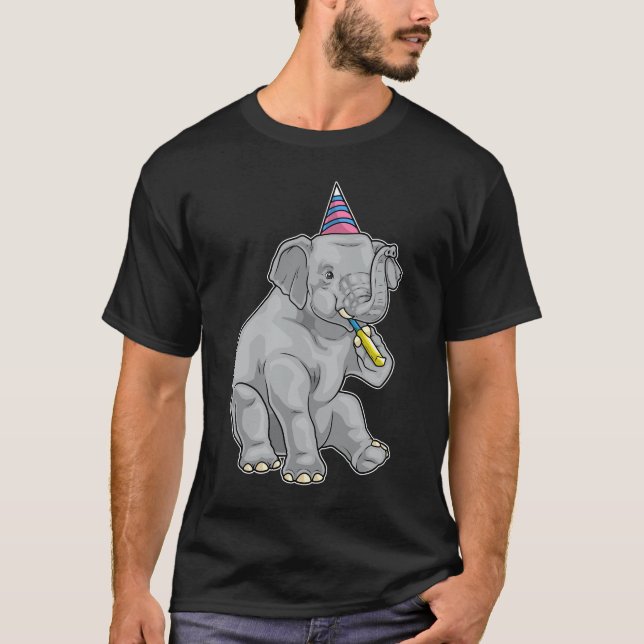 T-shirt Corne de fête d'anniversaire d'éléphant (Devant)