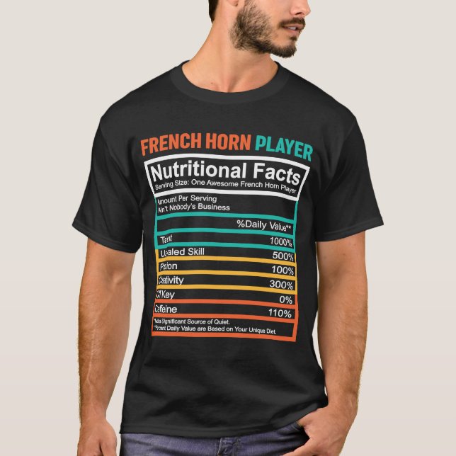 T-shirt Corne française - Faits nutritionnels Joueur de Co (Devant)