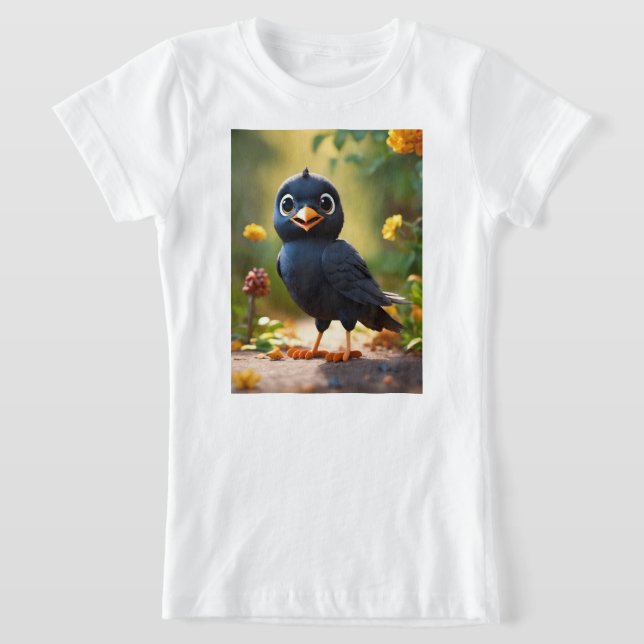 T-Shirt Corneille Bébé mignonne aux yeux mignons T- Chemis (Poser)