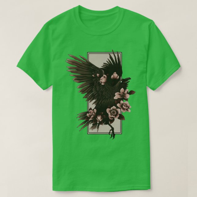 T-shirt Corneille et fleurs (Design devant)