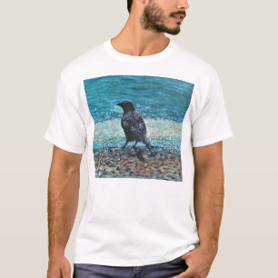 T-shirt Corneille sur la peinture de plage