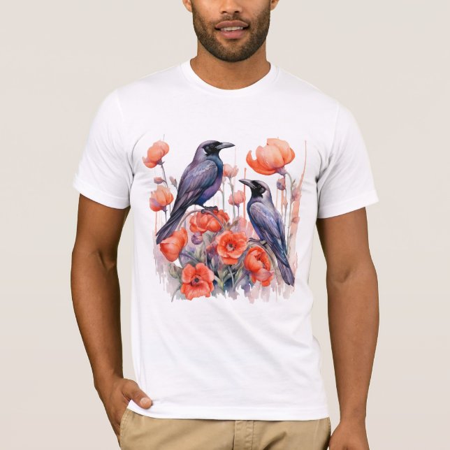 T-shirt Corneilles Fleur d'Oiseau Crow Lover (Devant)