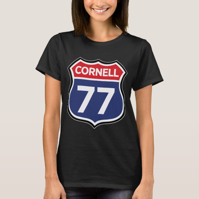 T-shirt Cornell Route 77 Barton Hall Highway Dead Head Con (Devant)