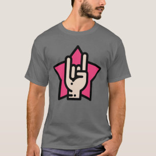 T-shirt Cornes métalliques lourdes sur étoile rose