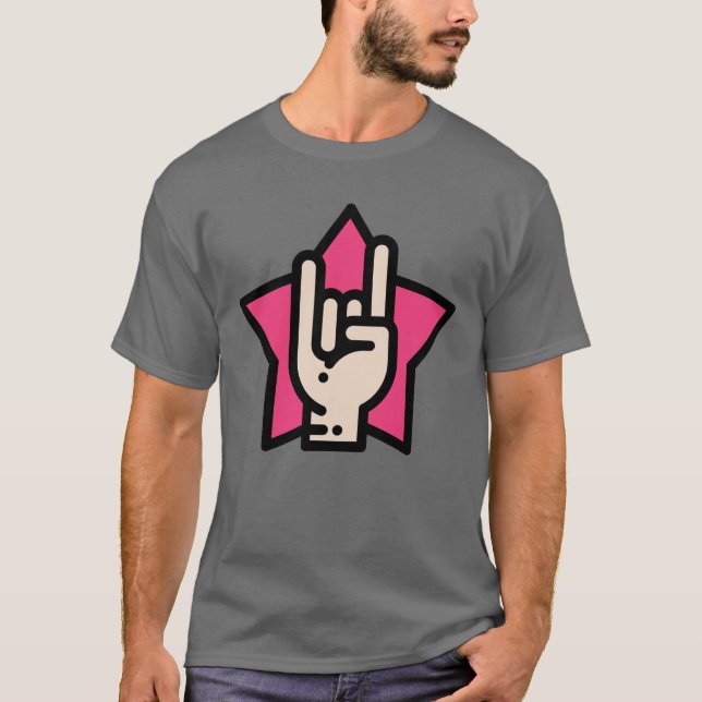T-shirt Cornes métalliques lourdes sur étoile rose (Devant)