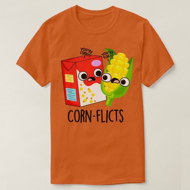 T-shirt Cornflict Cute Cornflake Corn Pun (Design devant)