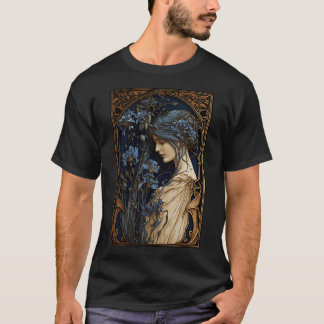 T-shirt Cornflowers And Gold - Art Nouveau
