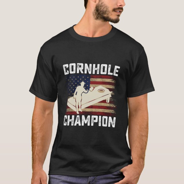 T-shirt Cornhole Champion américain Drapeau USA 4 juillet (Devant)