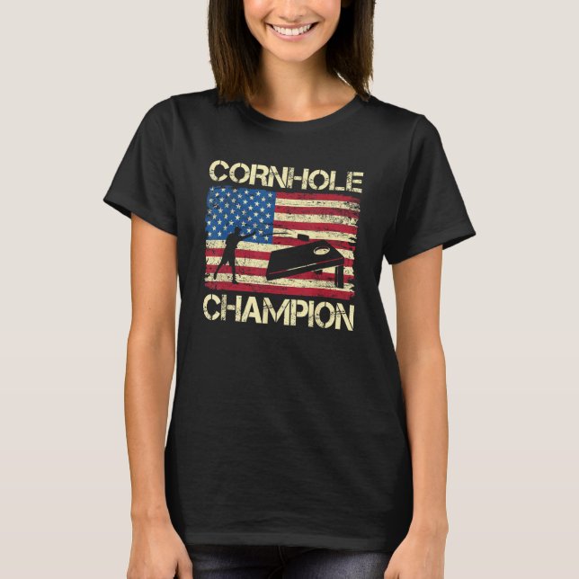 T-shirt Cornhole Champion American Flag USA 4 juillet Corn (Devant)