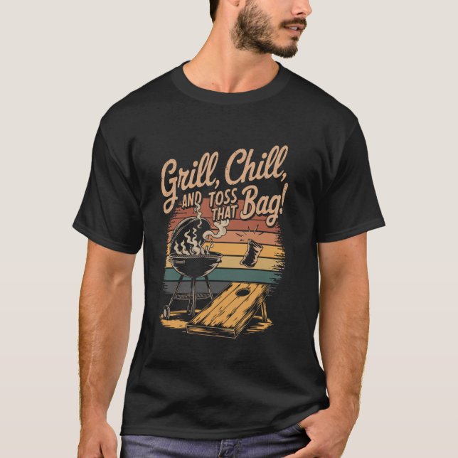 T-shirt Cornhole de bière BBQ drôle (Devant)