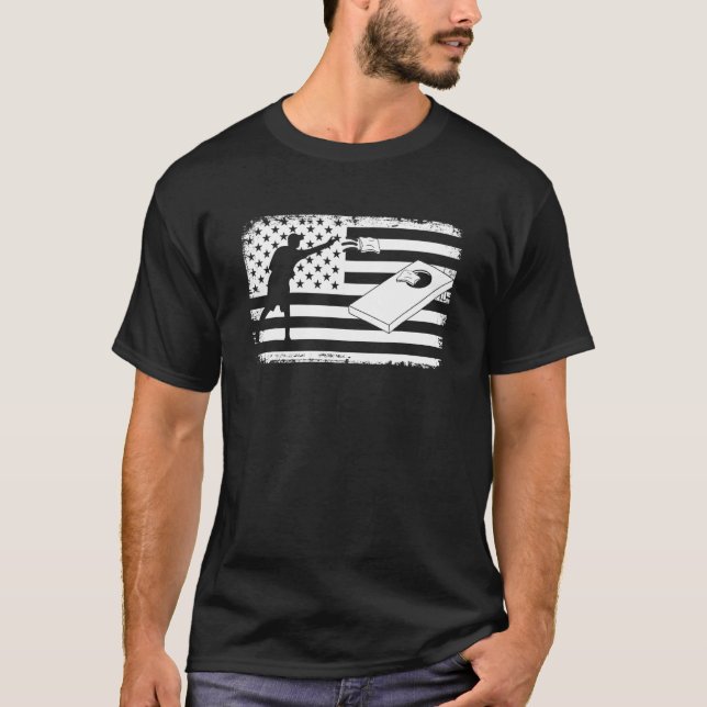 T-shirt Cornhole Usa Drapeau CornholeTeam Bean Sac Cornhol (Devant)