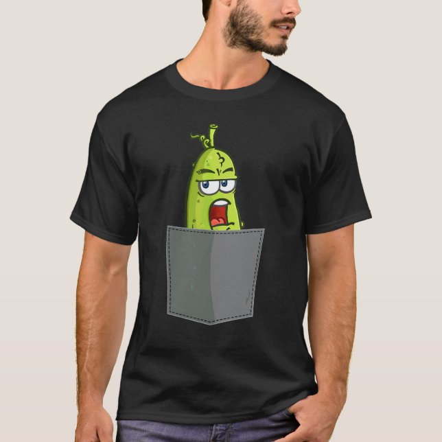 T-shirt Cornichon Faux Pocket  Concombre Dill Végétalien N (Devant)