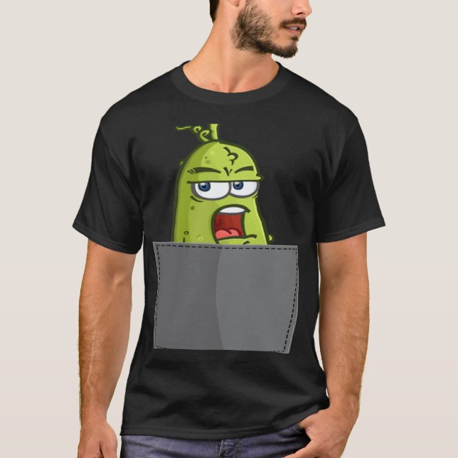 T-shirt Cornichon Faux Pocket  Concombre Dill Végétalien N (Devant)