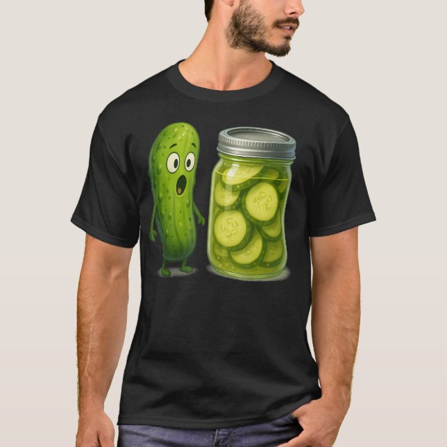 T-shirt Cornichon Surpris Et Pot Mignon Illustré De Nourri (Devant)
