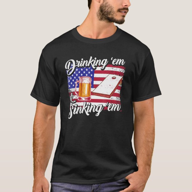 T-shirt Cornouailles Sinking & Boisson Usa Drapeau Sac À B (Devant)