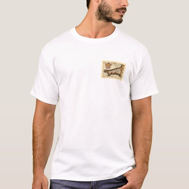T-shirt Cornwall, Cornwaile Comté Angleterre Carte Antiqua (Devant)
