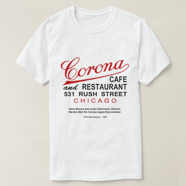 T-shirt Corona Café et Restaurant, Chicago, IL (Design devant)