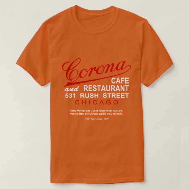 T-shirt Corona Café et Restaurant, Chicago, IL (Design devant)