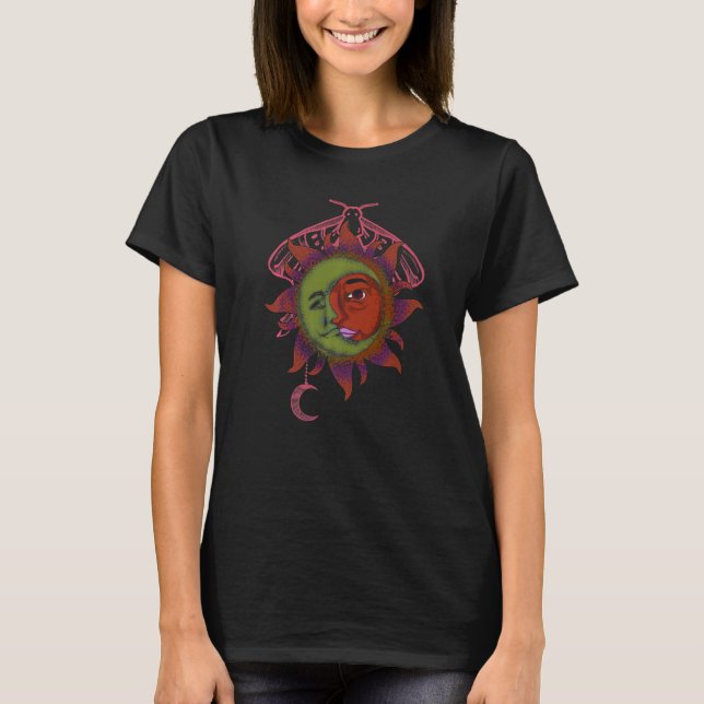 T-shirt Corps célestes Univers Astronomie Boho Soleil Lune (Devant)