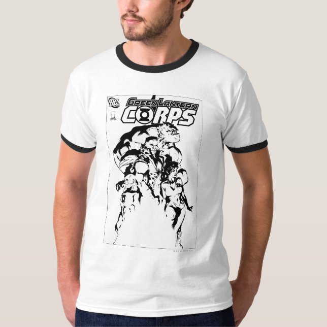 T-shirt Corps vert de lanterne, noir et blanc (Devant)