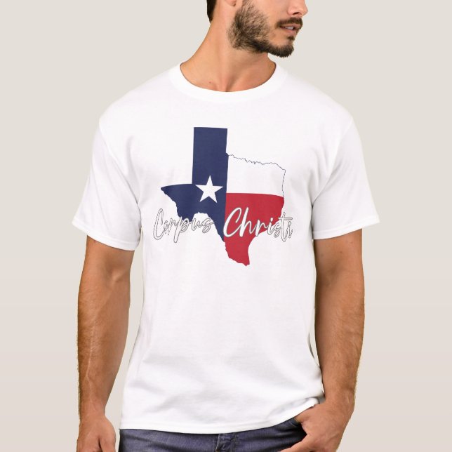 T-shirt Corpus Christi, Texas Drapeau Carte Blanc Homme (Devant)