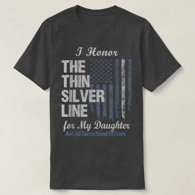 T-shirt Correctional Officer Daughter - Thin Silver Line C (Design devant)