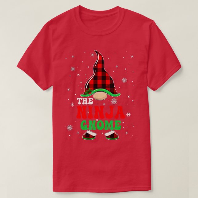 T-shirt Correspondance Buffle de famille Plaid Ninja Gnome (Design devant)