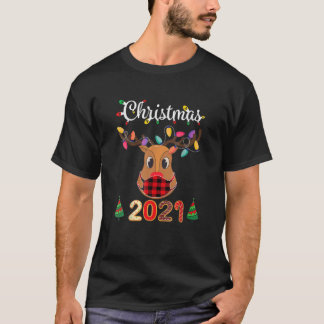 T-shirt Correspondance famille Noël 2021 Plaid Mask Rudolp