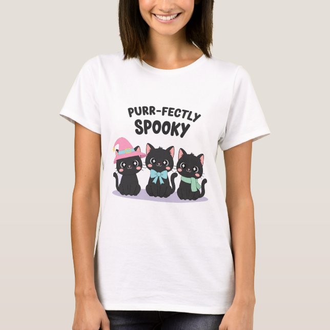 T-shirt Correspondance Pastel Chat noir Halloween Tee (Devant)