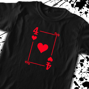 T-shirt Correspondance Quatre Coeurs Convient Jeux Cartes