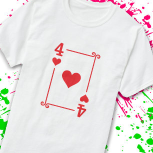 T-shirt Correspondance Quatre Coeurs Convient Jeux Cartes 