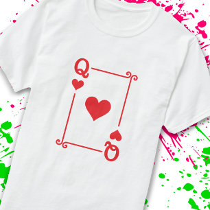 T-shirt Correspondance Queen Heart Convient Jeux Cartes Mo