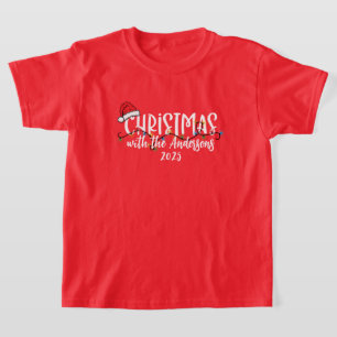 T-shirt Correspondante famille lumières de chaîne Santa Ha