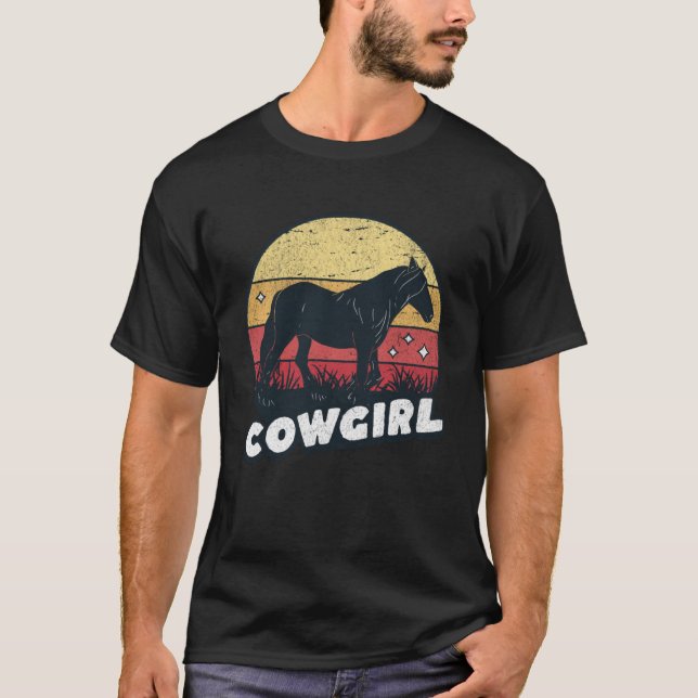 T-shirt Corse mignonne Cowgirl Western Horse Rider Trail B (Devant)