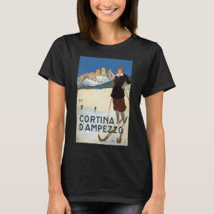 T-shirt Cortina d'Ampezzo, Italie, Voyage Vintage Ski Alpe